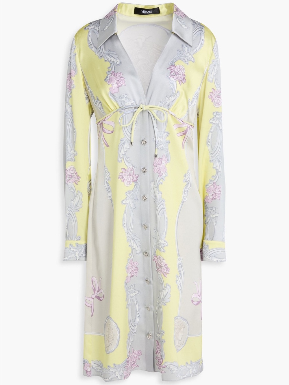 Versace Belted printed silk-twill shirt dress